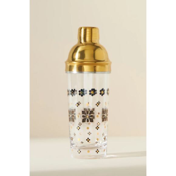 Anthropologie Bistro Tile Glass Cocktail Shaker Mocktail Mixer Maker NEW Barware - Picture 1 of 2